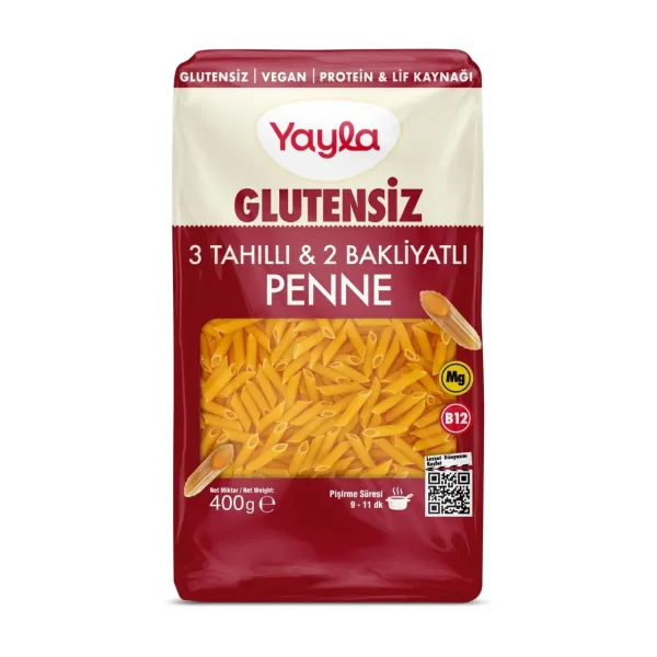 Yayla Glutensiz 3 Tahıllı ve 2 Bakliyatlı Penne Makarna 400 Gr.