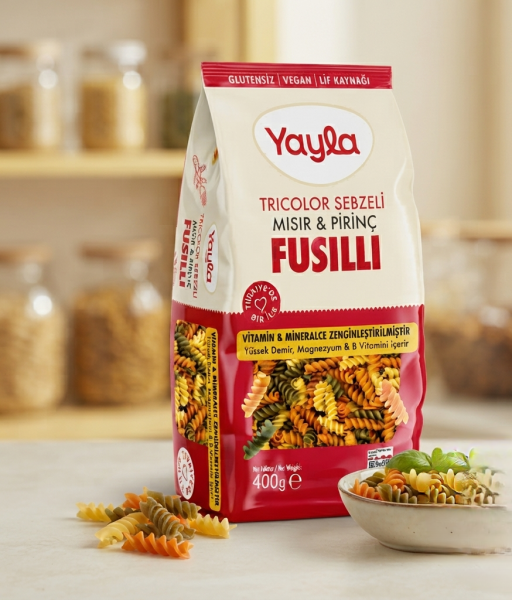 Yayla Glutensiz Tricolor Sebzeli Fusilli 400 Gr.